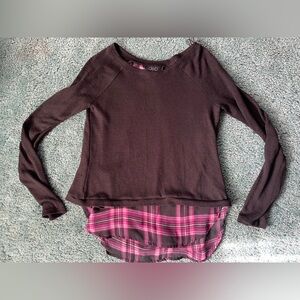 Black & Pink Plaid Long Sleeve Sweater Blouse S
